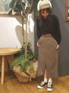 「SEVENDAYS=SUNDAY（セブンデイズサンデイ）のアイテム（帽子）」を使った、i　n　eさん（レディース・156cm）の秋コーディネート