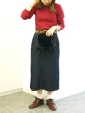 「SEVENDAYS=SUNDAY（セブンデイズサンデイ）のアイテム（デニムスカート）」を使った、i　n　eさん（レディース・156cm）の秋コーディネート