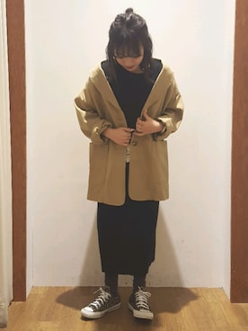 「SEVENDAYS=SUNDAY（セブンデイズサンデイ）のアイテム（ステンカラーコート）」を使った、i　n　eさん（レディース・156cm）の冬コーディネート
