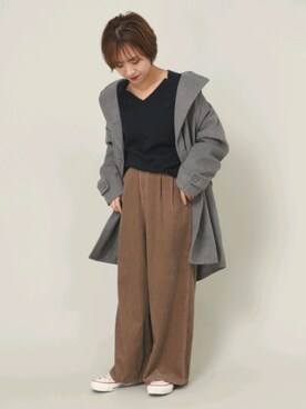 「SEVENDAYS=SUNDAY（セブンデイズサンデイ）のアイテム（ピーコート）」を使った、i　n　eさん（レディース・156cm）の冬コーディネート