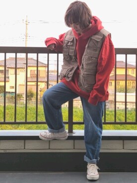 「SEVENDAYS=SUNDAY（セブンデイズサンデイ）のアイテム（パーカー）」を使った、i　n　eさん（レディース・156cm）の春コーディネート
