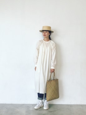 「Sunny clouds（サニークラウズ）のアイテム（帽子）」を使った、Kazumiさん（レディース・165cm）の夏コーディネート