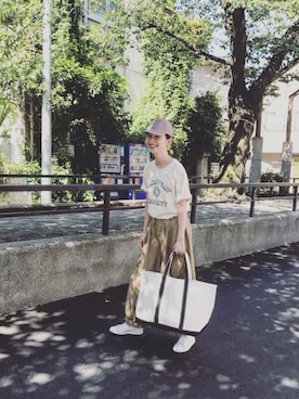 「H&M（エイチ・アンド・エム）のアイテム（キャップ）」を使った、Kazumiさん（レディース・165cm）の夏コーディネート