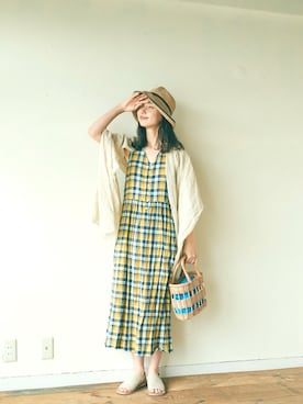 「mature ha.（マチュア）の【mature ha.(マチュアーハ)】Boxed Hat 11cm Brim（ハット）」を使った、Kazumiさん（レディース・165cm）の夏コーディネート