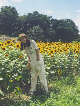「BEAMS BOY（ビームスボーイ）のアイテム（オールインワン・サロペット）」を使った、Kazumiさん（レディース・165cm）の夏コーディネート