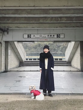 「Steven Alan（スティーブンアラン）のアイテム（ニットキャップ/ビーニー）」を使った、Kazumiさん（レディース・165cm）の冬コーディネート