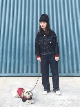 「Steven Alan（スティーブンアラン）のアイテム（ニットキャップ/ビーニー）」を使った、Kazumiさん（レディース・165cm）の冬コーディネート