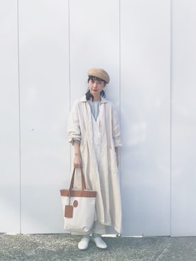 「RNA-N（アールエヌエーエヌ）のアイテム（オールインワン・サロペット）」を使った、Kazumiさん（レディース・165cm）の春コーディネート