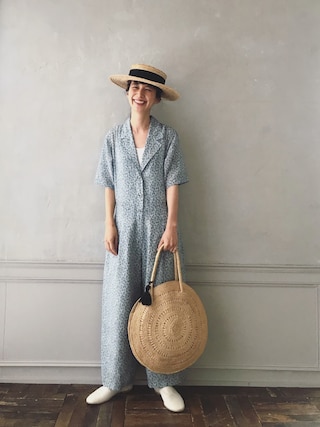 Steven Alan リバティ花柄オールインワン 半袖シャツサロペット シルク Steven Alan リバティ花柄オールインワン 半袖シャツサロペット