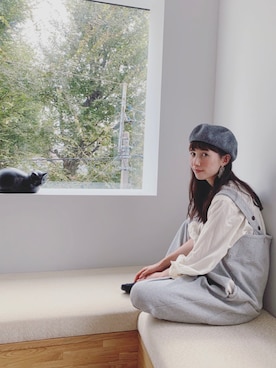 「BEAMS BOY（ビームスボーイ）のアイテム（ハンチング/ベレー帽）」を使った、Kazumiさん（レディース・165cm）の秋コーディネート