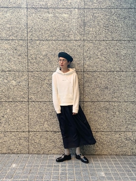 「BEAMS BOY（ビームスボーイ）のアイテム（ハンチング/ベレー帽）」を使った、Kazumiさん（レディース・165cm）の冬コーディネート