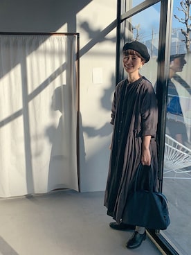 「BEAMS BOY（ビームスボーイ）のアイテム（ハンチング/ベレー帽）」を使った、Kazumiさん（レディース・165cm）の冬コーディネート