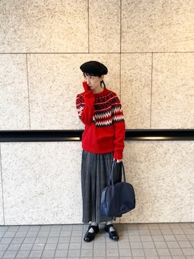 「Morris & Sons（モリスアンドサンズ）のアイテム」を使った、Kazumiさん（レディース・165cm）の冬コーディネート
