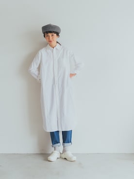 「BEAMS BOY（ビームスボーイ）のアイテム（シャツワンピース）」を使った、Kazumiさん（レディース・165cm）の春コーディネート