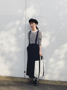 「BEAMS BOY（ビームスボーイ）のアイテム（ハンチング/ベレー帽）」を使った、Kazumiさん（レディース・165cm）の春コーディネート