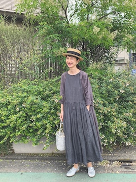 「YAECA（ヤエカ）のアイテム（ワンピース/ドレス）」を使った、Kazumiさん（レディース・165cm）の夏コーディネート