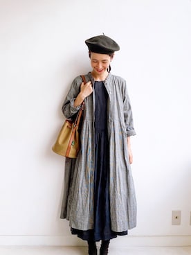 「YAECA（ヤエカ）のアイテム（ワンピース/ドレス）」を使った、Kazumiさん（レディース・165cm）の秋コーディネート