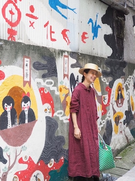 「Sunny clouds（サニークラウズ）のアイテム（帽子）」を使った、Kazumiさん（レディース・165cm）の秋コーディネート