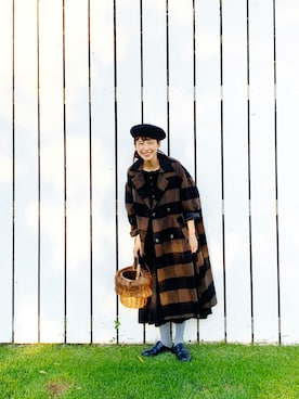 「BEAMS BOY（ビームスボーイ）のアイテム（ハンチング/ベレー帽）」を使った、Kazumiさん（レディース・165cm）の秋コーディネート
