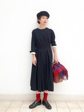 「BEAMS BOY（ビームスボーイ）のアイテム（ハンチング/ベレー帽）」を使った、Kazumiさん（レディース・165cm）の秋コーディネート