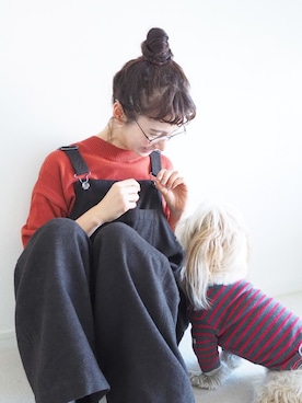 「studio CLIP（スタディオクリップ）のアイテム（オールインワン・サロペット）」を使った、Kazumiさん（レディース・165cm）の冬コーディネート