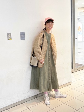 「studio CLIP（スタディオクリップ）のアイテム（帽子）」を使った、Kazumiさん（レディース・165cm）の春コーディネート