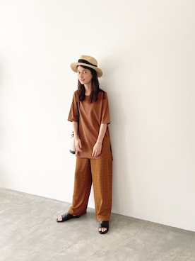 「studio CLIP（スタディオクリップ）のアイテム（帽子）」を使った、Kazumiさん（レディース・165cm）の夏コーディネート