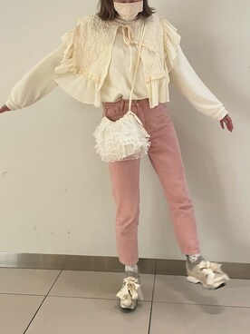 「merry jenny（メリージェニー）のデコラティブな襟（シャツ/ブラウス）」を使った、mamerabbitさん（レディース・166cm）の春コーディネート