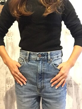 「ハイウエストストレートジーンズ」｜okonomiyaki ◡̈さん（レディース・148cm）の冬コーディネート