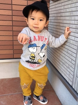 「スター」｜「アイテム（その他）」を使った、KOU-kunさん（キッズ・70cm）の秋コーディネート