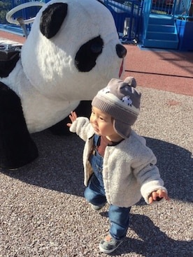「sense of wonder（センスオブワンダー）のアイテム（帽子）」を使った、KOU-kunさん（キッズ・70cm）の冬コーディネート