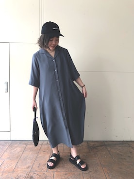 「フォロバ」｜「アイテム（シャツワンピース）」を使った、ヤマザキさん（レディース・158cm）の夏コーディネート