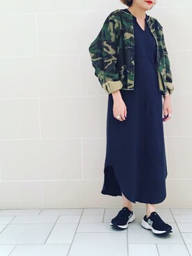 「カモ柄」｜「アイテム（ワンピース/ドレス）」を使った、つねさん（レディース・152cm）の秋コーディネート