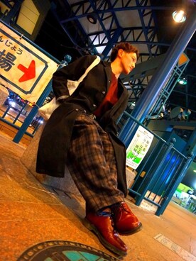 「アイテム（ステンカラーコート）」を使った、SEOTOMOさん（メンズ・170cm・10代）の冬コーディネート