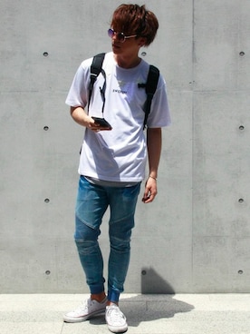 「アイテム（タンクトップ、グレー系）」を使った、keitoさん（メンズ・175cm）の春コーディネート