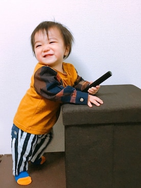 「RAGMART（ラグマート）のアイテム（パンツ）」を使った、こうたろうさん（キッズ・70cm）の冬コーディネート
