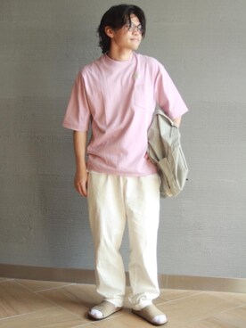 メンズのtシャツ カットソー ピンク 桃色系 コーディネート Zozotown