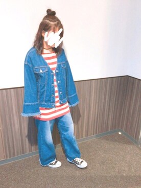 「rps（アールピーエス）のアイテム（デニムジャケット）」を使った、kumataさん（レディース・156cm）の春コーディネート
