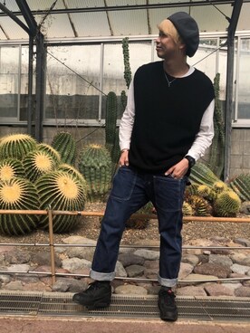「SENSE OF PLACE by URBAN RESEARCH（センスオブプレイスバイアーバンリサーチ）のアイテム（ハンチング/ベレー帽）」を使った、SHOHEIさん（メンズ・173cm）の春コーディネート