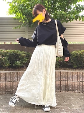 「PAGEBOY（ページボーイ）のWEB限定アイテム / 2WAYレイヤードロンT（Tシャツ/カットソー）」を使った、まちるだ さん（レディース・157cm）の春コーディネート