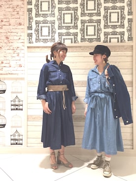 「デニムシャツワンピ」｜uyuさん（レディース・152cm）の冬コーディネート