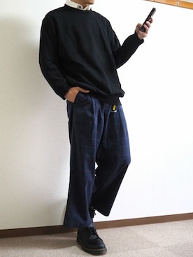 「MONO-MART（モノマート）のアイテム（スラックス）」を使った、uniさん（メンズ・182cm）の冬コーディネート