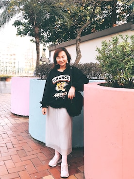 「PULL&BEAR（プルアンドベア）のアイテム（ドレス）」を使った、Meling Lamさん（レディース・150cm）の冬コーディネート