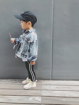 「RADCHAP（ラッドチャップ）のアイテム（デニムジャケット）」を使った、keee◡̈♥︎さん（キッズ・90cm）の秋コーディネート