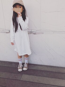 「アイテム（キャップ）」を使った、keee◡̈♥︎さん（キッズ・123cm）の秋コーディネート