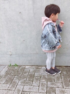 「RADCHAP（ラッドチャップ）のアイテム（デニムジャケット）」を使った、keee◡̈♥︎さん（キッズ・90cm）の秋コーディネート