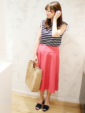 「SLOBE IENA（スローブイエナ）のアイテム（スカート）」を使った、MIYAさん（レディース・158cm）の夏コーディネート