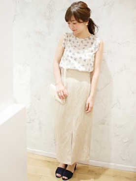 「SLOBE IENA（スローブイエナ）のアイテム（スカート）」を使った、MIYAさん（レディース・158cm）の夏コーディネート