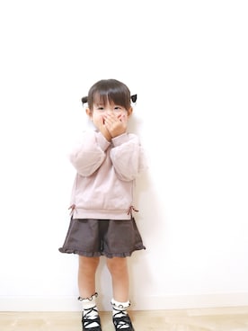 「petit main（プティマイン）のアイテム（バレエシューズ）」を使った、𝚎𝚖𝚖𝚊♡さん（キッズ・90cm）の冬コーディネート