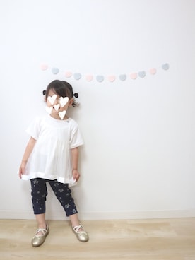 「petit main（プティマイン）のアイテム（バレエシューズ）」を使った、𝚎𝚖𝚖𝚊♡さん（キッズ・90cm）の春コーディネート